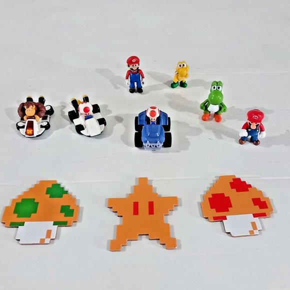 Lot of Nintendo Mario Bros. Luigi Yoshi Mushroom Figures 10 pieces - Picture 1 of 8